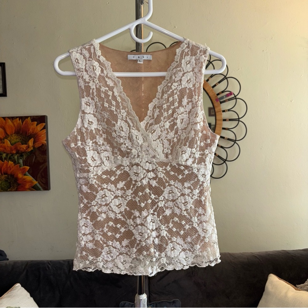 Y2K Lacy Stretch Floral Fairy Tank Top Size L